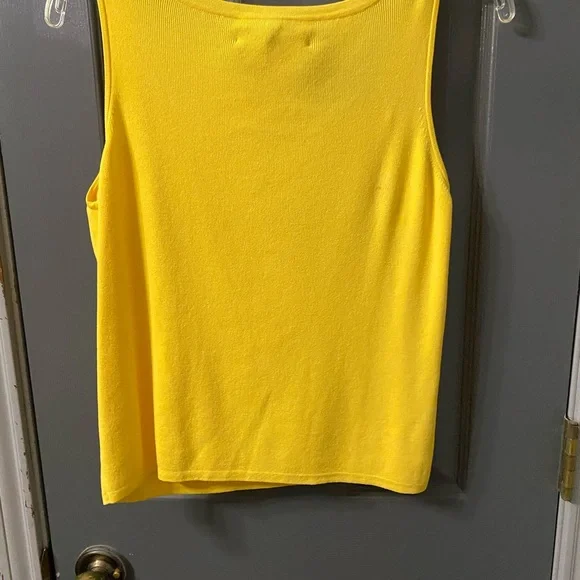 Joseph A Ribbed Sweater Shirt Slim Fit Womens Large Yellow Buckel Drop Shoulder - Picture 2 of 7